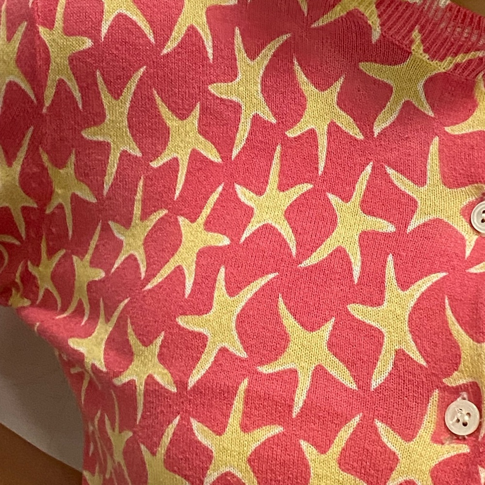 JCREW Starfish Pattern Pink and Yellow Women's Sweater - Picture 3 of 6